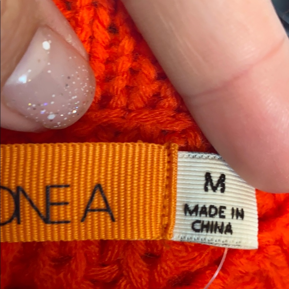 One A Mixed Knit Crew Neck Sweater Riot Orange - Picture 10 of 10